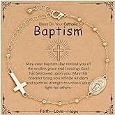 VULETO Catholic Virgin Mary Cross Bracelet Gifts for Girls Teens Women, Rosary Beads Charm Link Chain Bracelet Christmas Christian Religious Jewelry Gifts