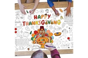 HEYINSHEN Thanksgiving Coloring Tablecloth for Kids Thanksgiving Activity Poster 29.9 X 72.1'' Happy Thanksgivings Coloring Banner Activities for Kid Giant Turkey Themed Harvest Day Party Decor