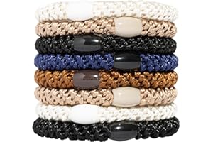 Brown and Black Hair Ties for Thick Hair, Grab & Go Ponytail Holders, 8 Pack, Classic, Thick No-Crease Bands with Strong Hold, Damage-Free Design, Everyday Neutral Style | L. Erickson