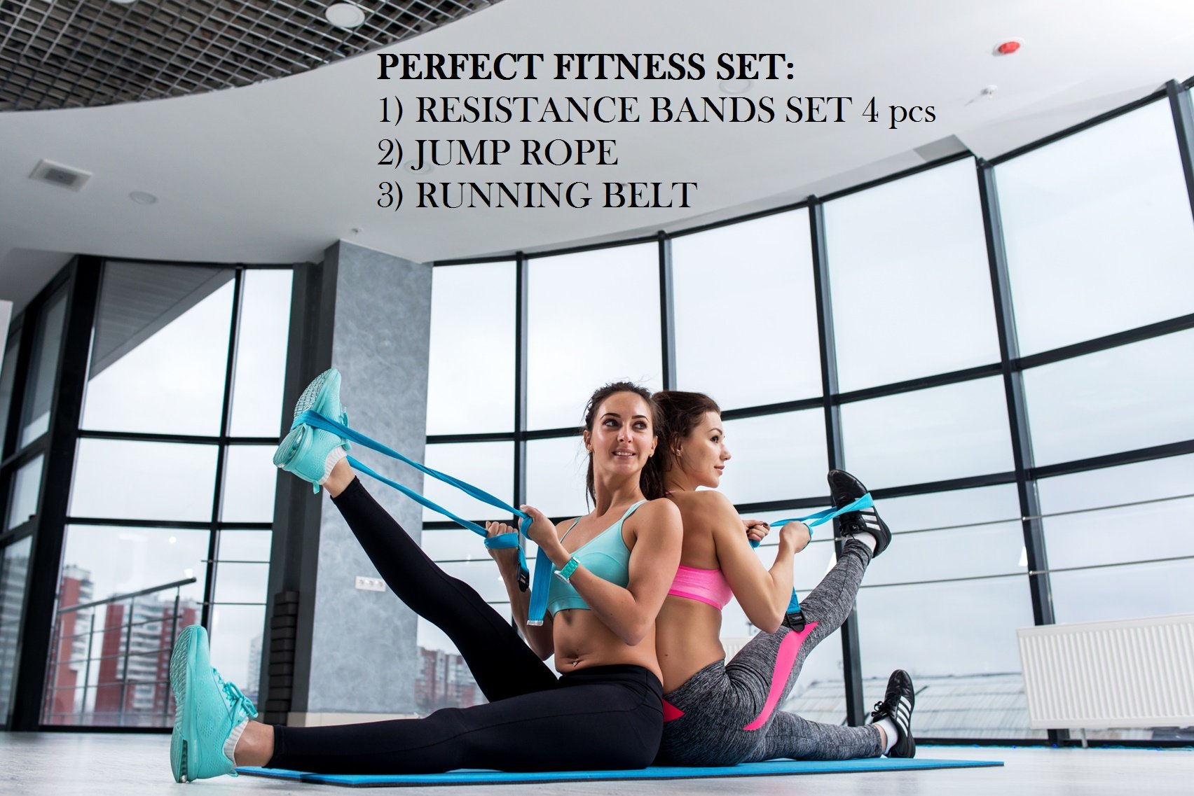 Sportlian Running Belt - Jump Rope - Resistance Bands - Set 3 in 1 for Men Women (Black)