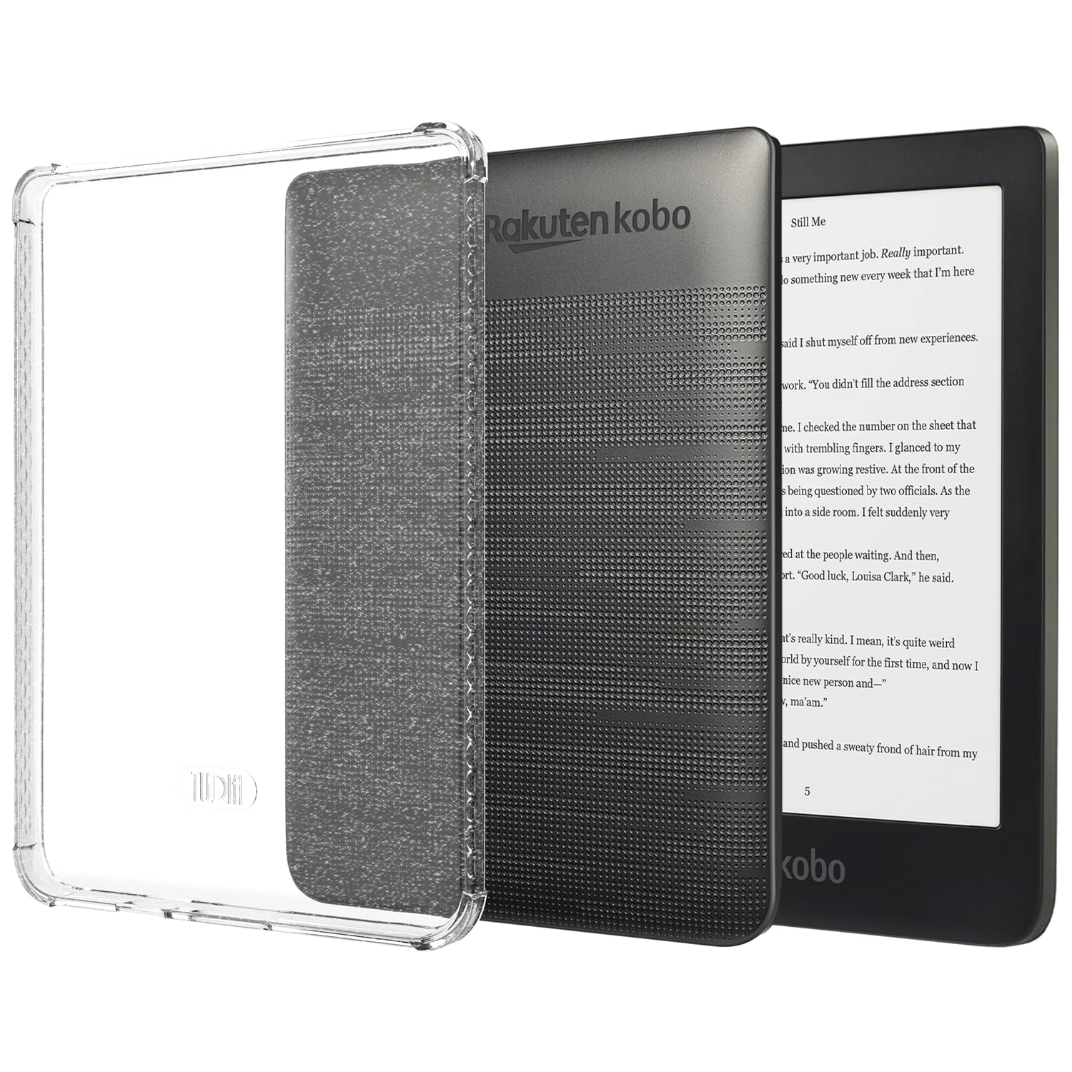 Photo 1 of TUDIA SKN Designed for Kobo Clara HD Case 6" (2018) Back Cover, [Reinforced Corners] Shockproof Slim Anti-Yellowing Silicone Gel Clear Back Lightweight Grip TPU Bumper for eReader - Clear Glitter