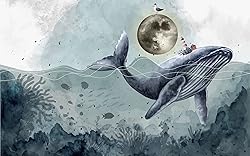 Muravie Whale in Sea Wallpaper- Aquarium Wall