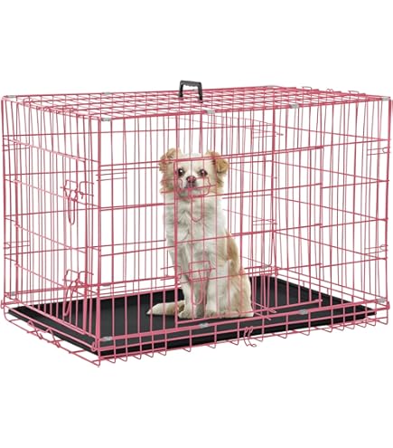 Medium Dog Crate Pink Rabbit Cage Toyvian Foldable Dog Crate For