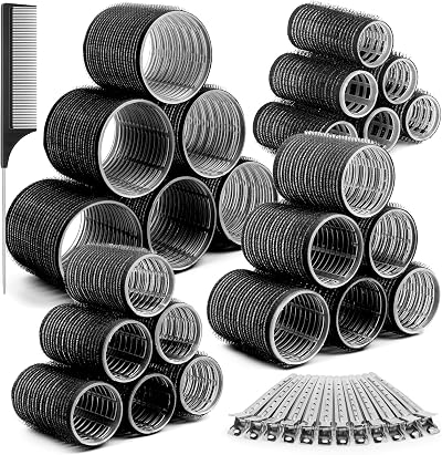 Thrilez 37 PCS Hair Roller Set 4 Sizes 63mm 48mm 36mm 25mm with Clips