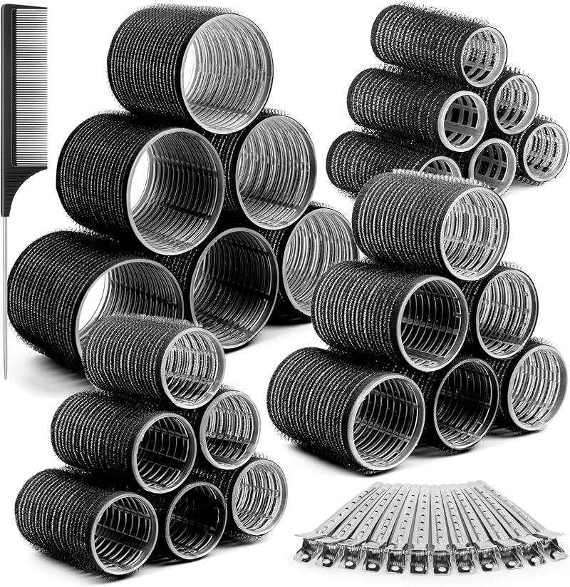 Thrilez 37 PCS Hair Roller Set 4 Sizes 63mm 48mm 36mm 25mm with Clips