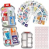 BBKON DIY Travel Pill Organizer with 260 Labels, 10 Compartments Pocket Pharmacy with Medicine Labels, Portable Daily Medicat