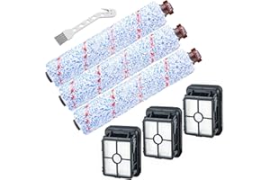 Smilyan Replacement Parts for Bissell CrossWave Vacuum Cleaner, 3 Pack 1868 CrossWave Multi-Surface Brush Rolls + 3 Pack 1866 replacement Vacuum Filters, Compare to Part 1608683, 160-8683, 1608684