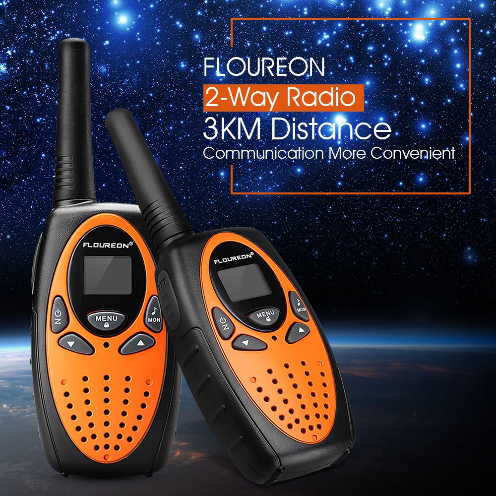FLOUREON 4X PMR Funkgerät Walkie Talkies 8 Kanäle Walki Talki 2-Wege Radio mit LC-Display Orange