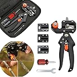 Migiwata Garden Fruit Tree Plant Professional Pruning Shears Grafting and Cutting 2 in 1 Hand-pruner Tool and Accessories Kit with 3 Double-edged Replaceable Blades in a Handy Pouch
