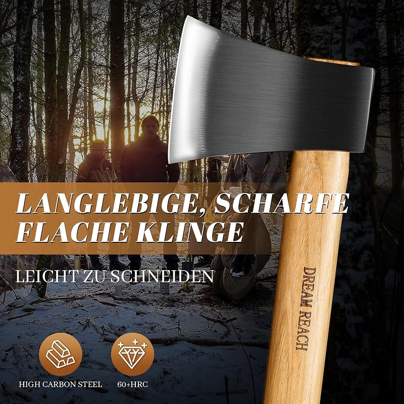 2Pcs Wiking Axt Beil geschmiedet Holzgriff Camping Wald