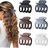 USDNICE 6 Pcs Hair Clips Small Claw Clips for Thin Hair Medium Matte Non-slip Hair Accessories for Women and Girls (Brown Grey)