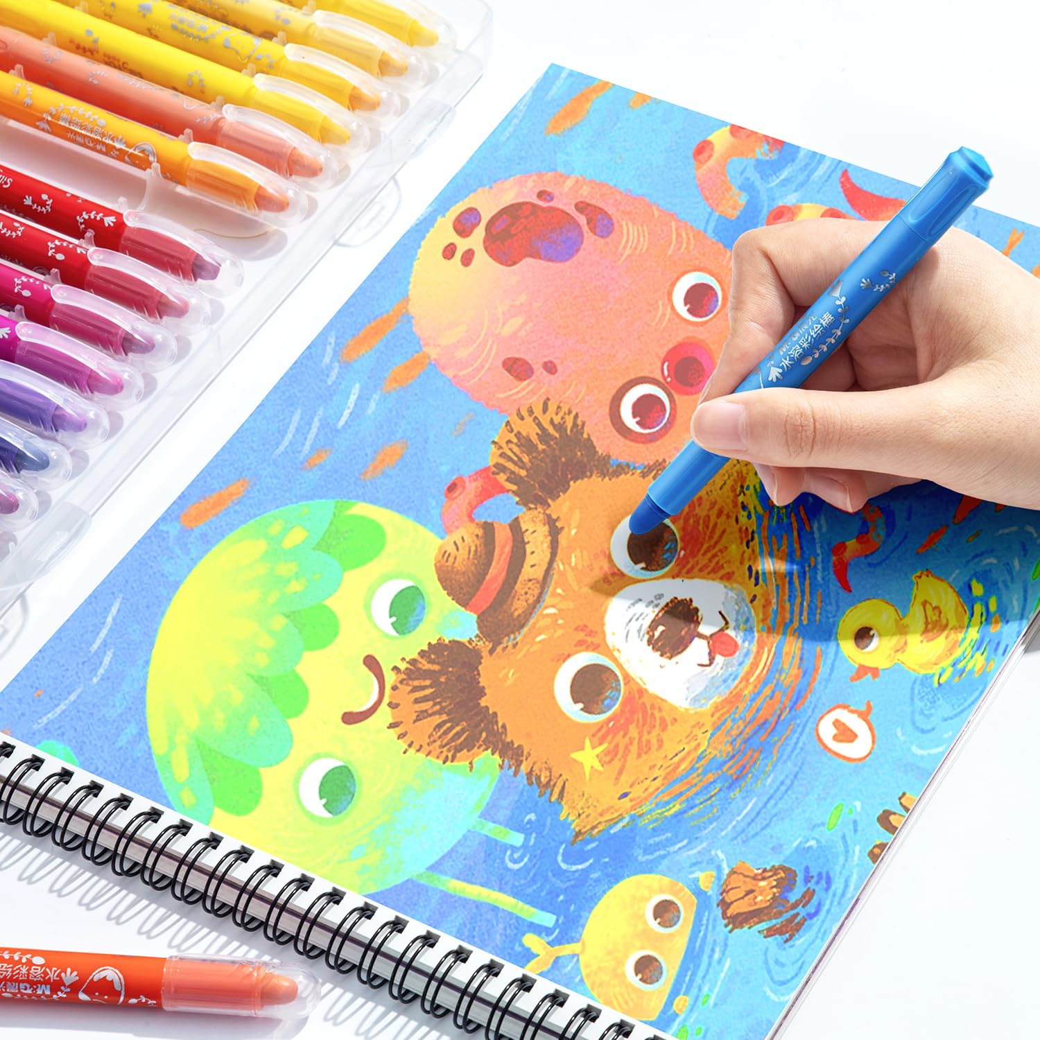 M&G Washable Tempera Paint Sticks, 48 colors Solid Tempera Paint Set with 1 paint brush for Kids, Super Quick Drying, Works Great on Paper Wood Glass Ceramic Canvas