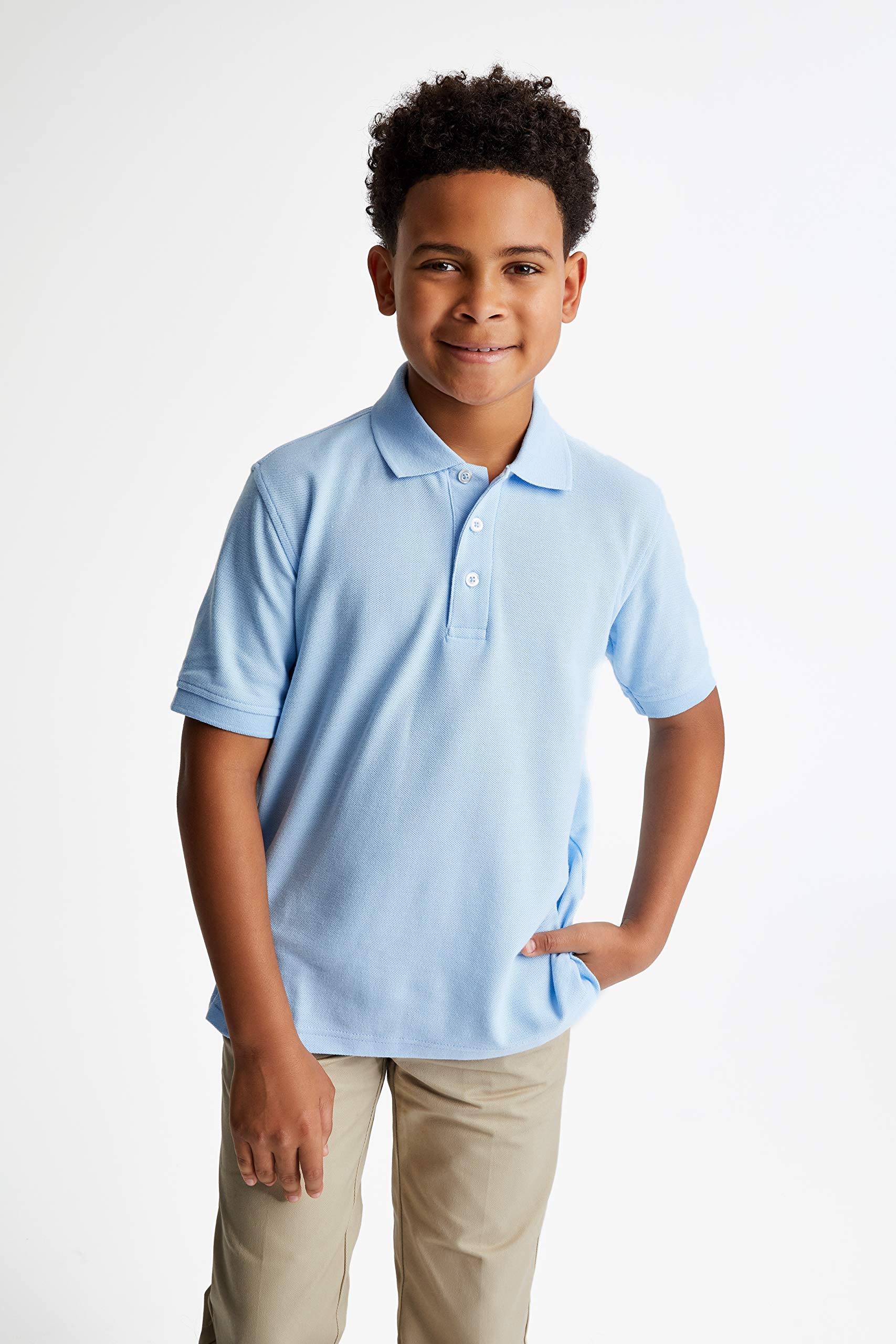French Toast Boys' Short Sleeve Pique Polo Uniform Shirt (Standard & Husky)