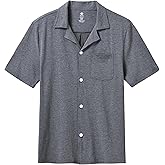 MoFiz Men's Pajama Sleepwear Lounge Loungewear Cotton Modal PJS Button Down Shirts with Pocket