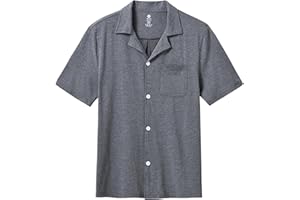 MoFiz Men's Pajama Sleepwear Lounge Loungewear Cotton Modal PJS Button Down Shirts with Pocket