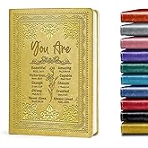 Yellow A5 Lined Leather Journal Notebook,Inspirational Christian Gifts Hardcover Executive Notebooks for Men Women,200 Pages 100 Gsm Thick Ruled Paper Daily Diary for School,Family ,Friends,Work (You Beautiful Yellow)
