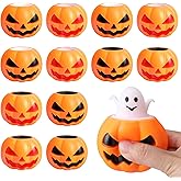 Tlswshsy 12 Pcs Halloween Pumpkin Squishy Toy, 2 Colors Pumpkin Relieve Stress Fidget Toys, Squeeze Sensory Ghost Toys for Halloween Party Decoration Trick or Treat Office Toy