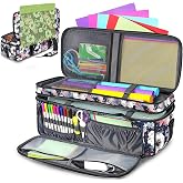 YOREPEK Carrying Case for Cricut Maker 5/4/3, Explore 5/4/3 with Dust Cover | Double Layer Storage Bag for Explore Air 2, Large Travel Case with Cutting Mat Storage for Accessories and Supplies, Floral
