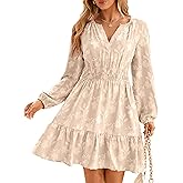 BerryGo Womens Long Sleeve Mini Dress Casual A Line Flowy Loose Vacation Party Babydoll Fall Short Dresses with Pocket