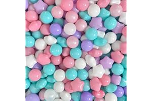 BBRUN Star Ball Pit Balls 200 & 500 & 1000 Play Plastic Balls for Ball Pit Playpen BPA- Free Crush Proof Crawling Tunnels Balls for Pet Dogs,Soft Plastic Pool Balls for Kids Birthday Party/Decorations