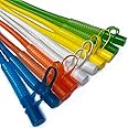 Reusable Plastic Straws 13 Inch - Bendy Drinking Straw With Covers Cap Assorted Colors - Corrugated Flexible Bendable - 10 Pack