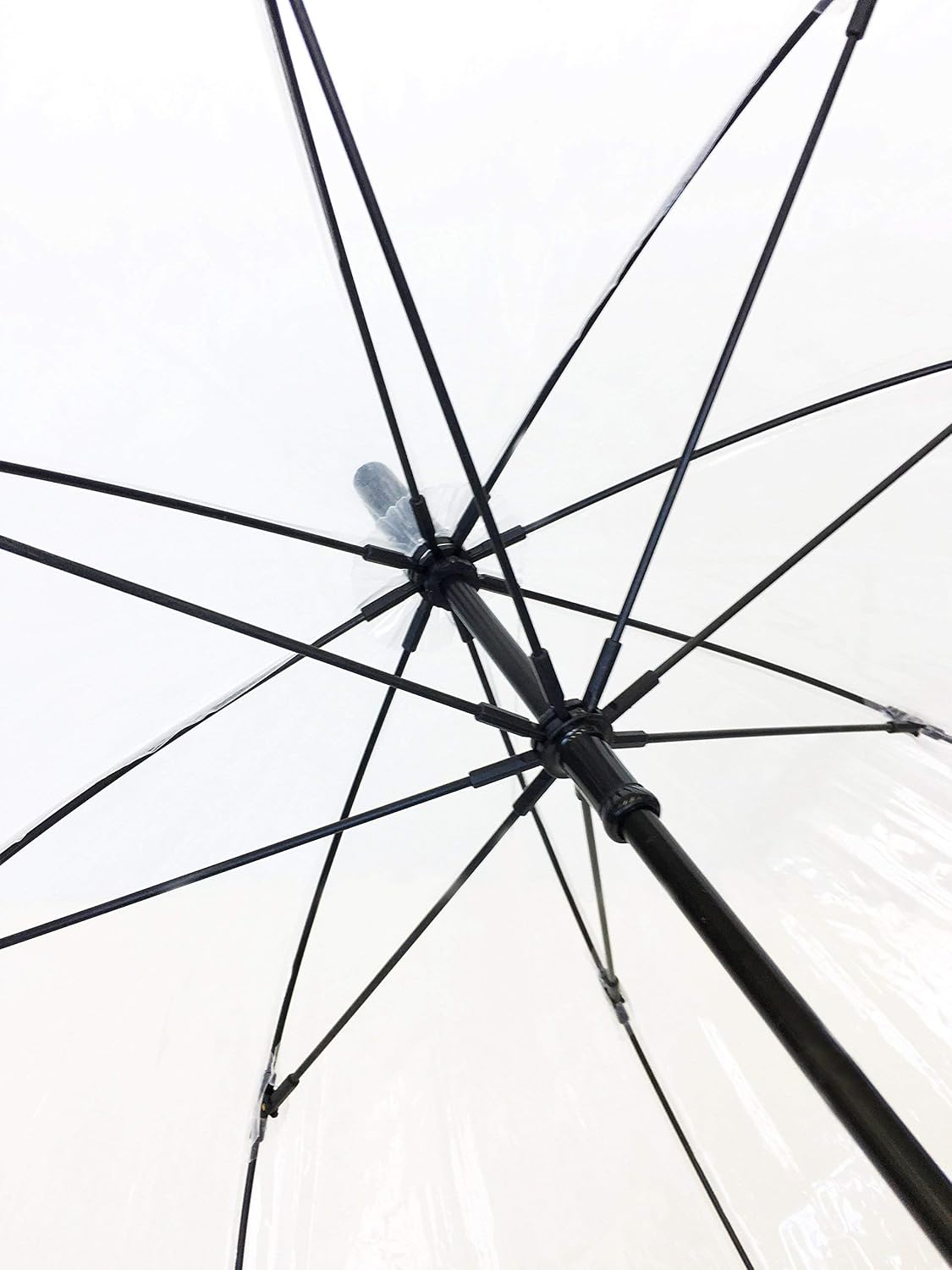 SMATI Lady’s Clear Big Birdcage Umbrella in Black Border, Transparent, Windproof, Auto Open, Crystal Style Handle - Image 4