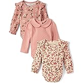 Gymboree,Unisex Kids,and Newborn Long Sleeve Body Suit,Pink Floral/Pink/Cream Floral 3-Pack,6 Months