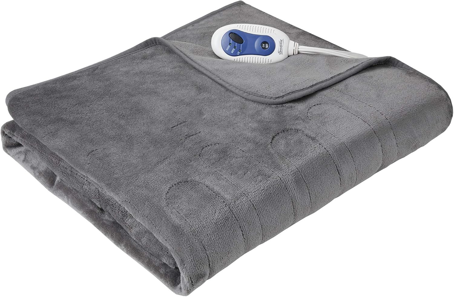 Beautyrest Foot Pocket Soft Microlight Plush Electric Blanket Heated Throw Wrap with Auto Shutoff, 50x62, Grey: Home & Kitchen