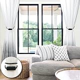 OCIOLI 2 Pack Magnetic Curtain Tiebacks Black Modern Rope Tiebacks view 2