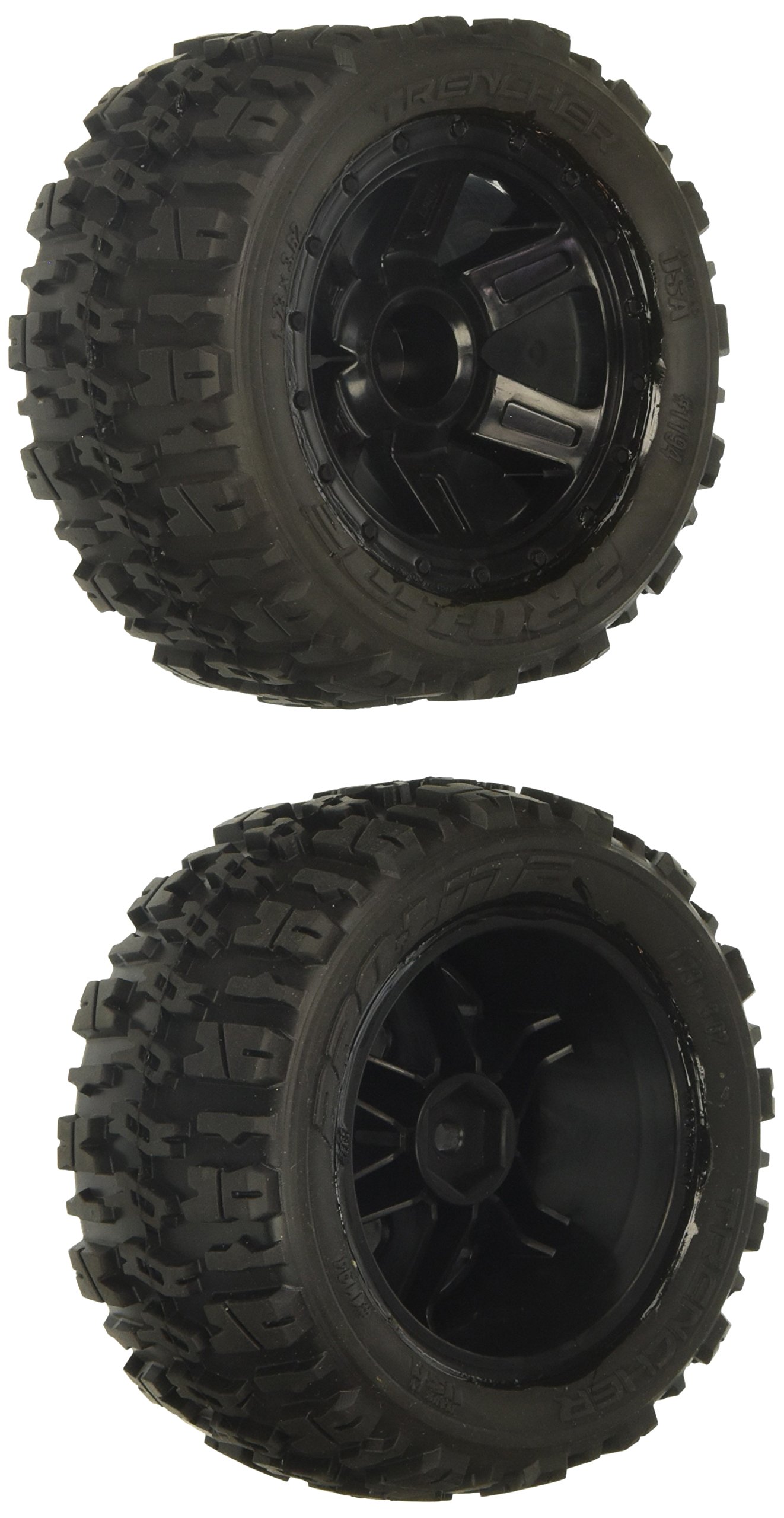 Racing PRO119411 1/16 Trencher M2 Fr/Rr 2.2" Tires Mounted 12mm Blk Desperado (2) Car, Multiple, M