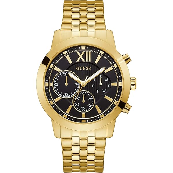 Guess Orologio Da Uomo Analogico GW0640G2 - Quadrante Nero, Cinturino In Pelle, Movimento Al Quarzo, 11 Mm Di Spessore, Chiusura A Pieghevole