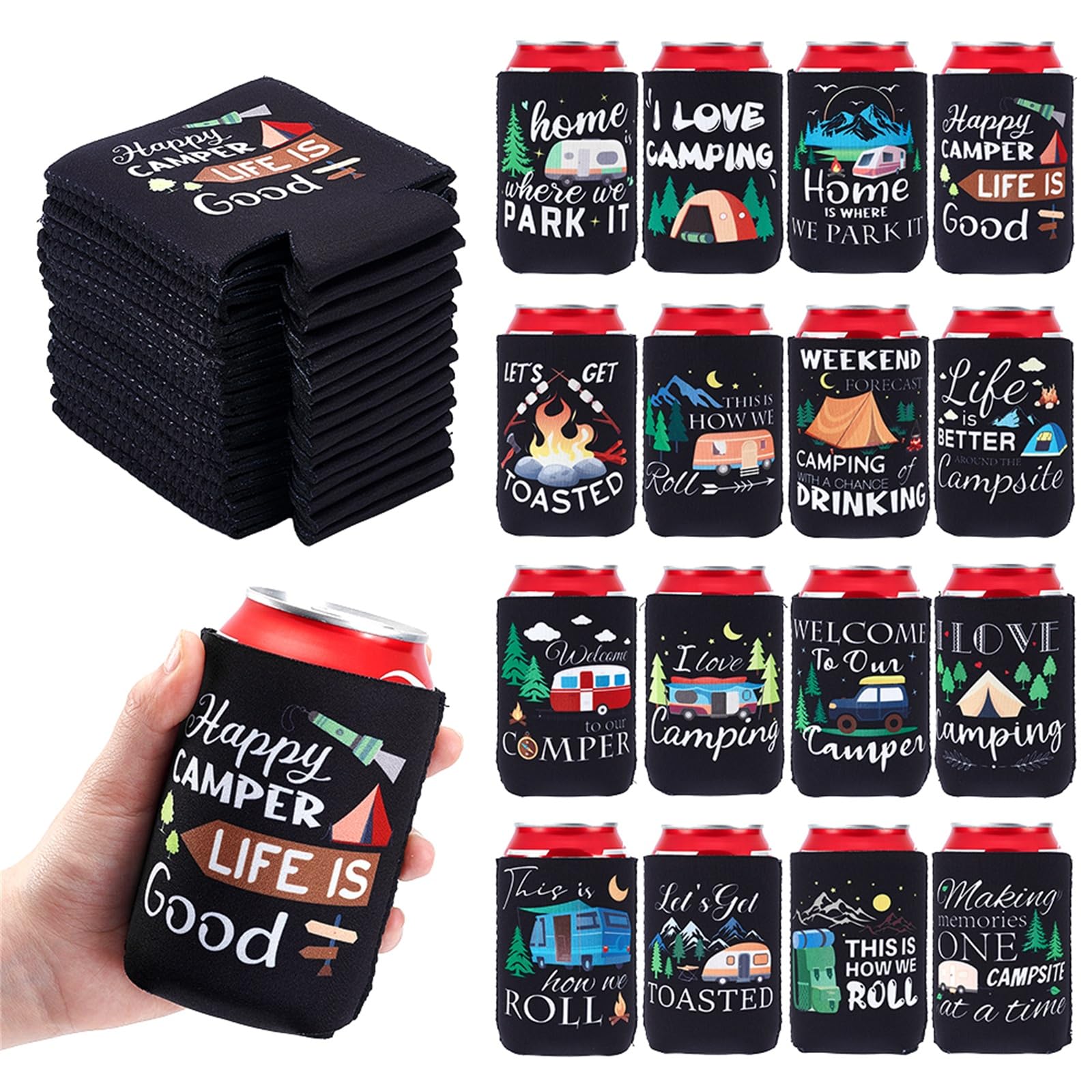 Photo 1 of ***Only 1***
Camping Can Sleeves 16Pcs Neoprene Camper Gifts Beer Sleeves for Can Sleeves for Men 12 oz Reusable Insulated Funny Drink Cans Cover for Camping Theme Birthday Party Decor Picnic Outdoor Supplies