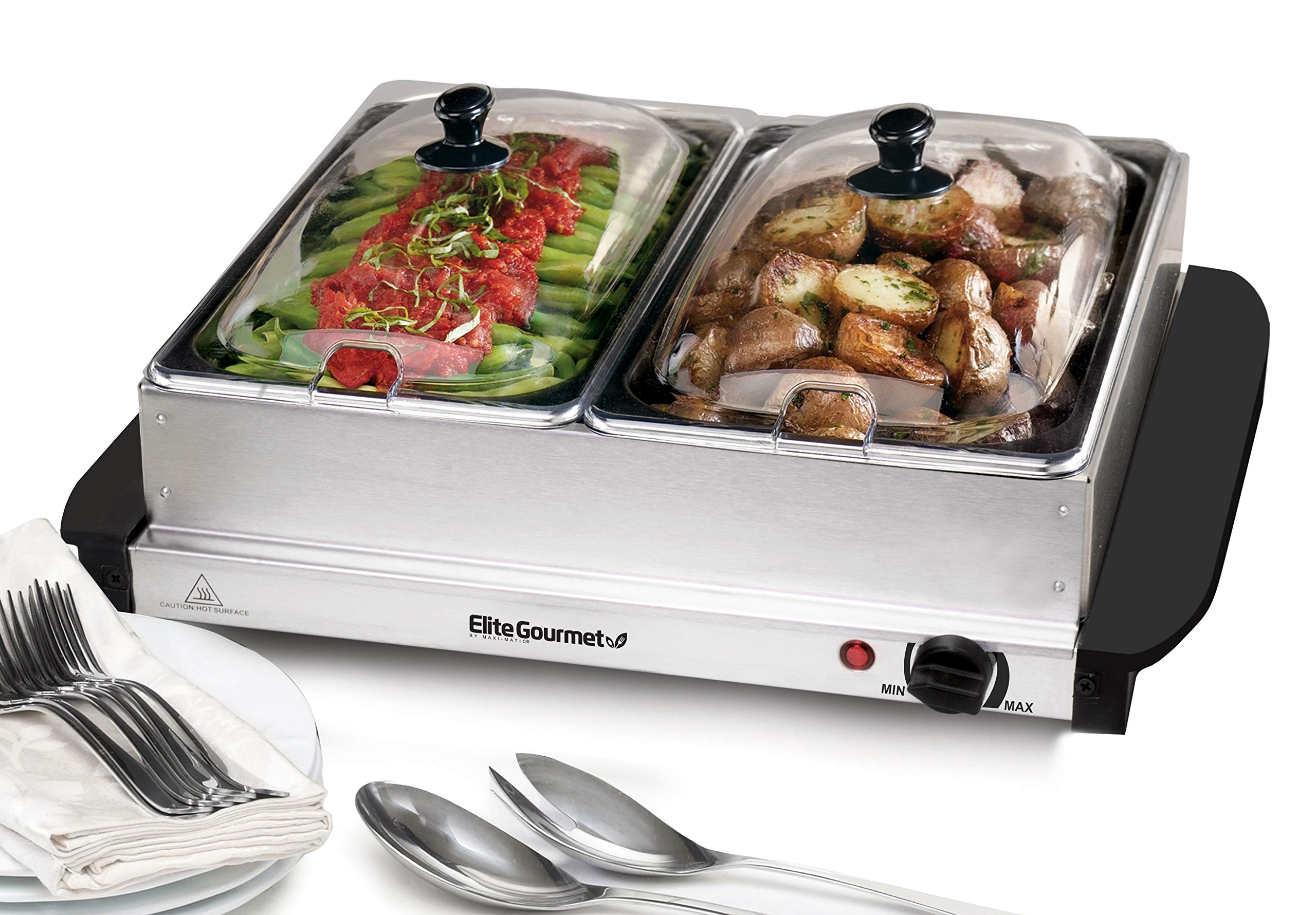 Elite Gourmet Dual Server Food Warmer, Adjustable