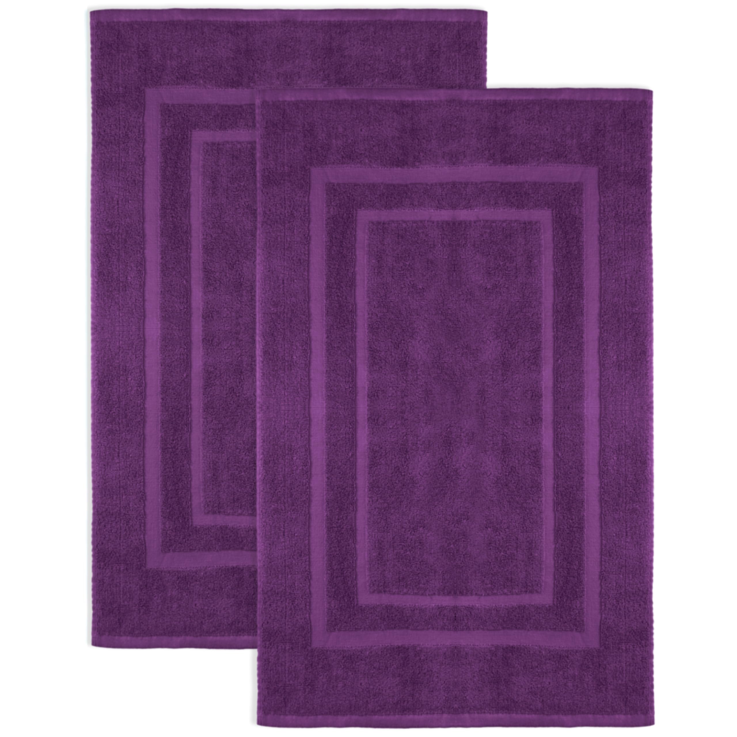 NatureMark Pack of 2 Terry Towelling Bath Mats, 50 x 80 cm, 100% Cotton, Violet