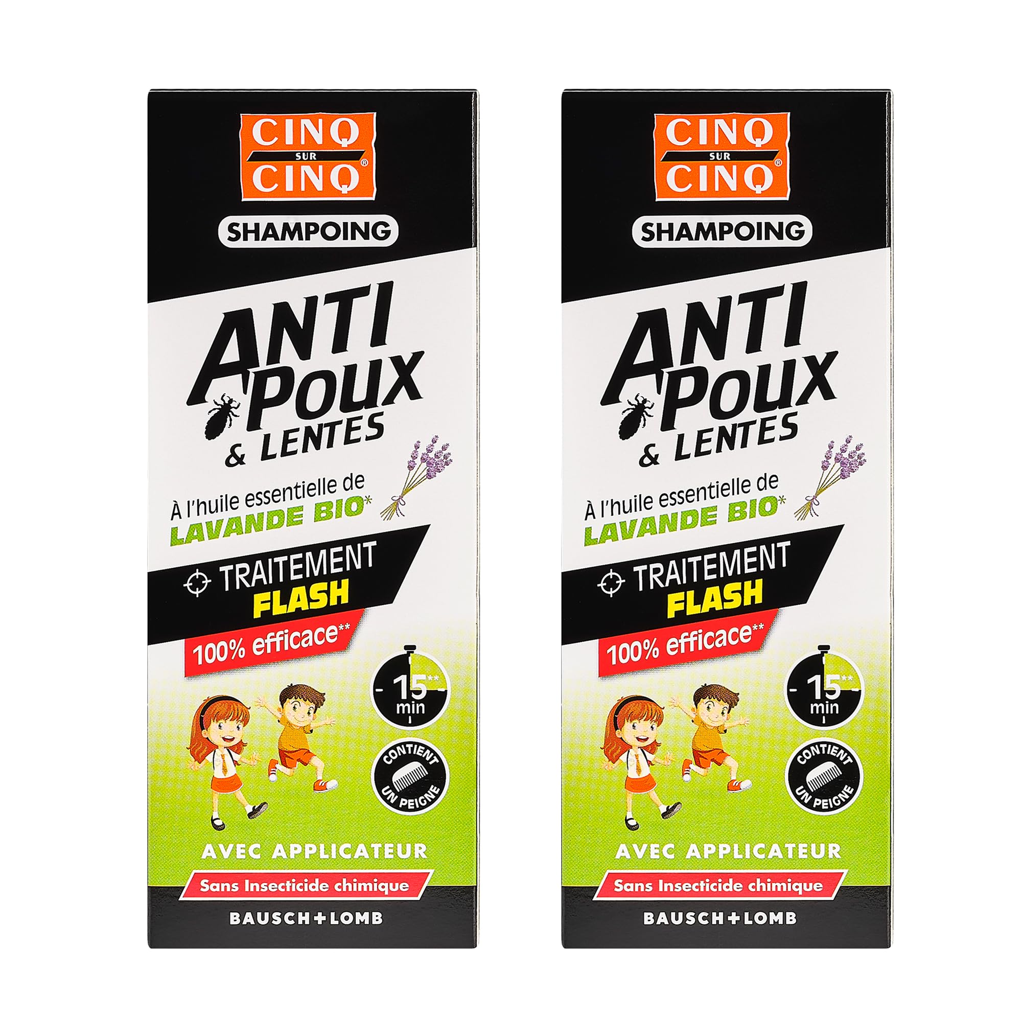 Cinq sur Cinq Shampooing Anti-Poux et Lentes à l'Huile Essentielle de Lavande Bio 100ml