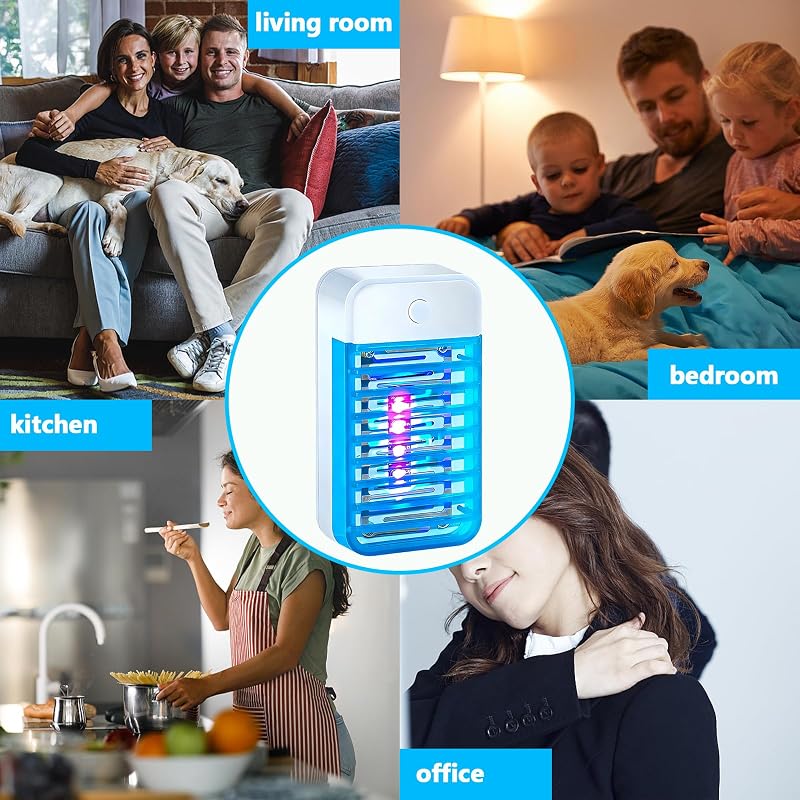 Lâmpada para mosquitos, 4 unidades, repelente elétrico de mosquitos, armadilha UV para insetos, armadilha para mosquitos de interior, para quarto, escritório, cozinheira para moscas, mosquito, traça