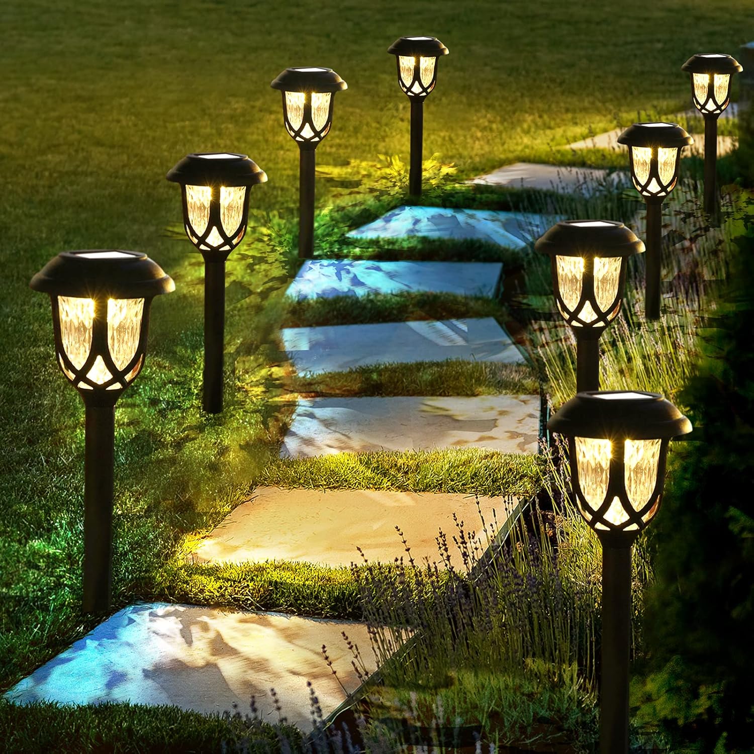 Anordsem Solar Pathway Lights Decorative 6 Packs Solar Garden Lights
