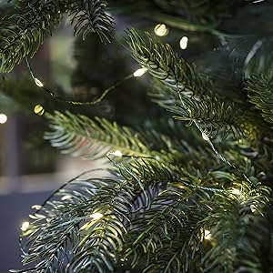 300 Warm White Micro LED Fairy String Lights on Green Wire