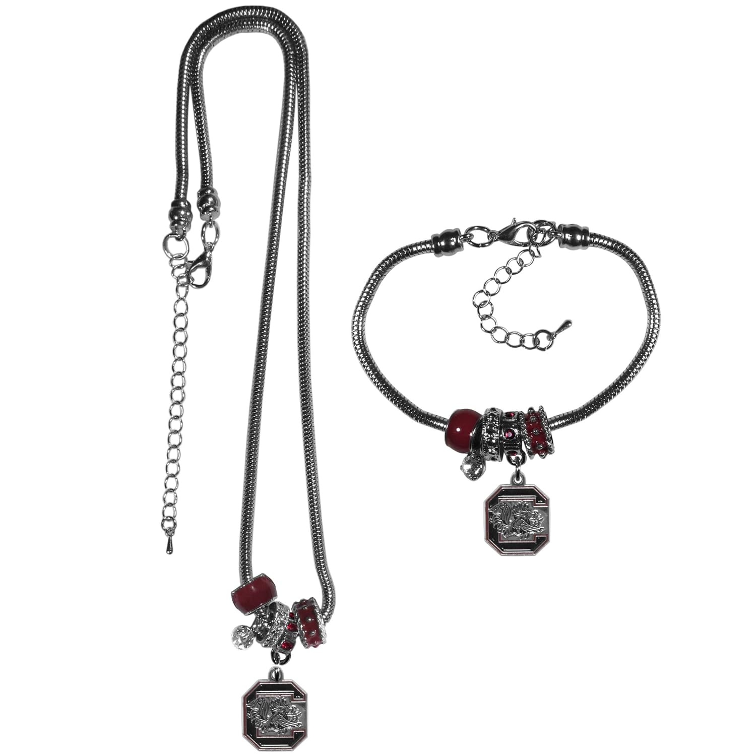 Siskiyou NCAA Womens Euro Bead Necklace and Bracelet Set Siskiyou NCAA Womens Euro Bead Necklace and Bracelet Set