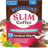 Venture Pal Slim Mushroom Coffee, Weight Management &amp; Energy, 40 Servings | 12 Functional with Berberine, Cinnamon, Yerba Mate, Turmeric, Garcinia Cambogia &amp; Green Tea, Low Caffeine &amp; Zero Calories