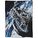 Motorcycle Blanket for Kids Men Boys, Flannel Motorcycle Blankets Gifts for Motorcycle Riders, Motorcycle Throw Blanket for Sofa Couch Bed Living Room Soft Warm Cozy Motorcycle Decor 60" x 50"