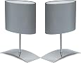 2er Set Tischleuchten *ANDREA* - Weiß Satiniertes Glas, Nickel-matt Metallsockel, Inkl. E14-Fassung