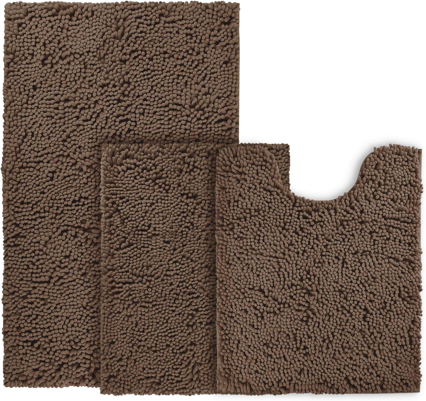 Amazon Com Bysure Brown Bathroom Rug Set 3 Piece Non Slip Extra Absorbent Shaggy Chenille Bathroom Mats And Rugs Sets Soft Dry Bath Rug Mat Sets For Bathroom Washable Carpets Set Kitchen