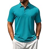 Cotrasen Men's Polo Shirts Short Sleeve Cotton Pique 3 Buttons Golf Shirts Classic Fit Casual Performance T-Shirt