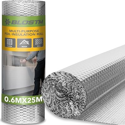 BLOSTM Foil Insulation Roll 25m x 60cm Radiator Reflector 3-in-1