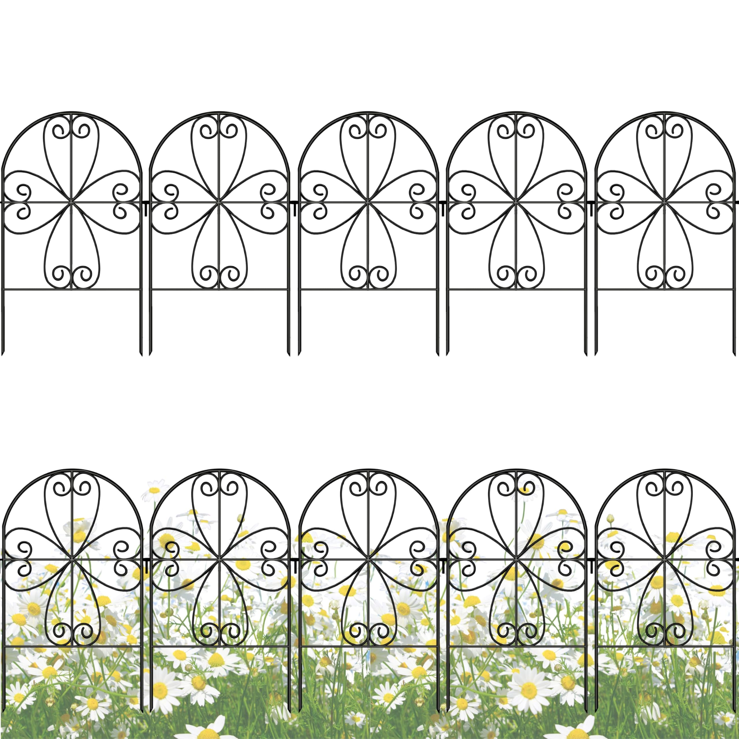Photo 1 of ShopLaLa Garden Fence Animal Barrier (10 Panels) 12in(L) x 24in(H) Rustproof Decorative Black Metal Wire Fencing Flower Edging for Landscape Patio Yard Outdoor Decor No Dig, Fences for Dogs D-24
