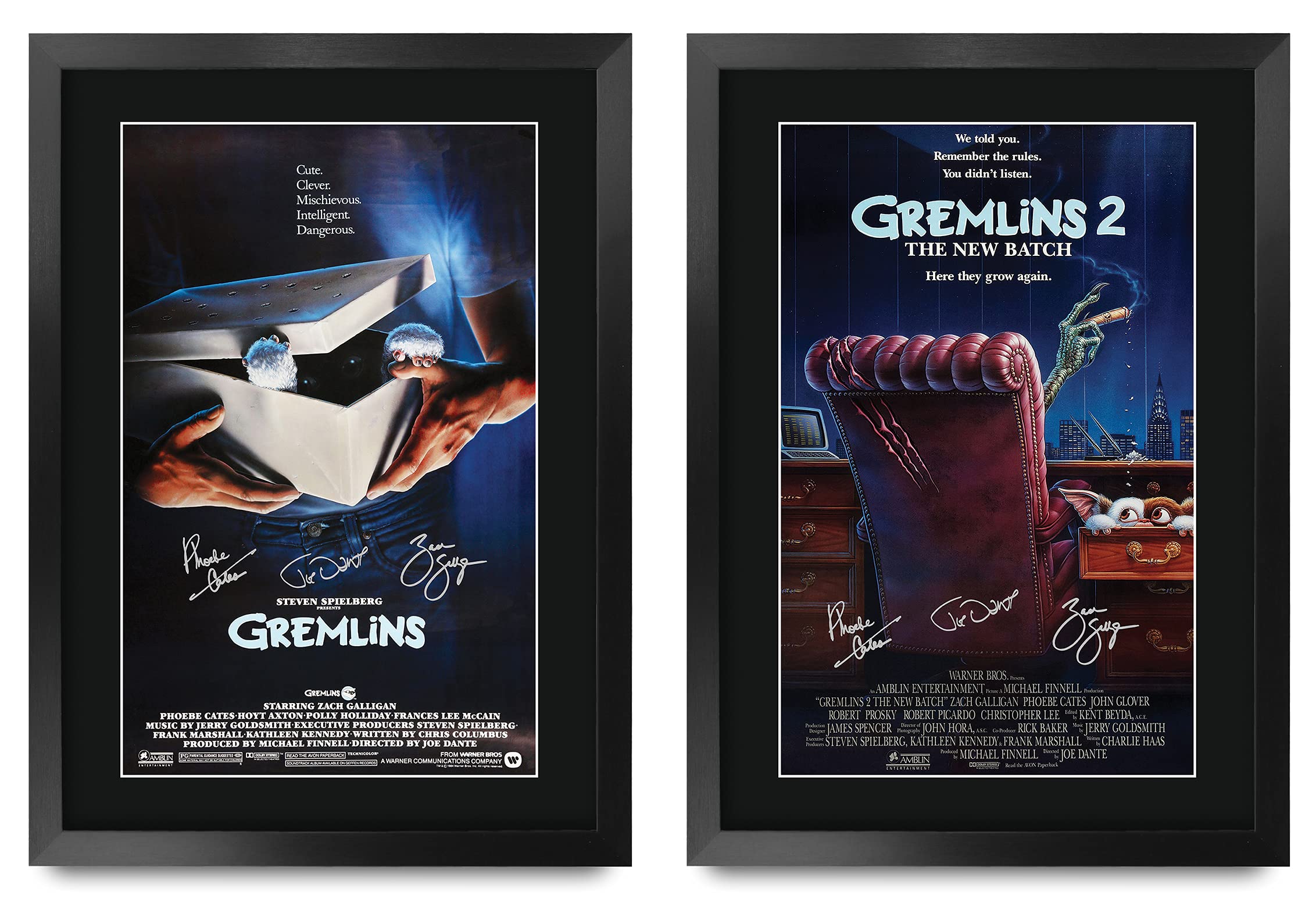 HWC Trading FR A3 Gremlins Collection x 2 Zach Galligan Gifts Printed Poster Signed Autograph Picture for Movie Memorabilia Fans - A3 Framed