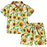 ZOEREA Toddler Baby Boy Clothes Hawaiian Outfit Shorts Sets Printed Button Down Shirt and Shorts Summer Beach Clothes 1-5T