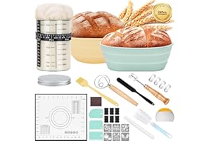 29PCS Sourdough Bread Starter Kit with 2 Sourdough Proofing Baskets(23cm round & 25cm oval), Sourdough Starter Jar(1000 ml), 