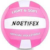 Noetifex Soft Volleyball-Super Soft Fabric Light Volleyball for Indoor Practice Safe and Quiet Kids Youth Beginners House Yard Training Practice Games(Deflated)